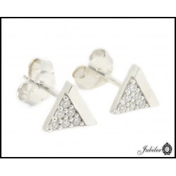 Gold earrings with cubic zirconia triangles (27260)