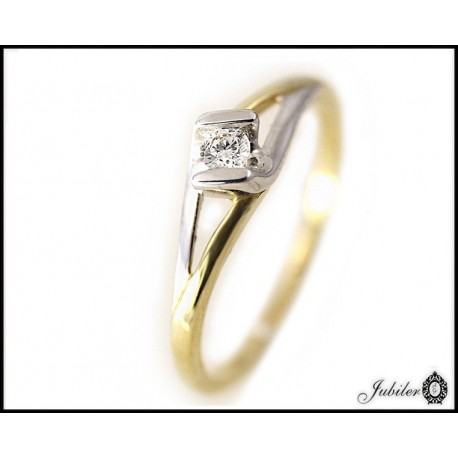 Piękny pierścionek z brylantami - białe złoto