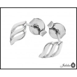 Gold earrings convex ovals (27256)