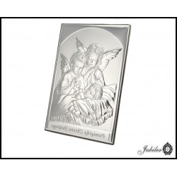 Pamiątkowy posrebrzany obrazek chrzest - anioły 8341368921