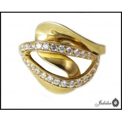  Złoty pierścionek wysadzany cyrkoniami p 333 roz.15 8374800149