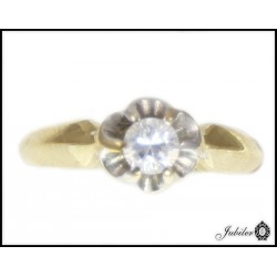  Piękny złoty pierścionek kwiat zdobiony cyrkonią 8542176291