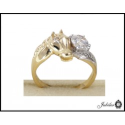  Piękny złoty pierścionek zdobiony cyrkoniami p 585 8605966678
