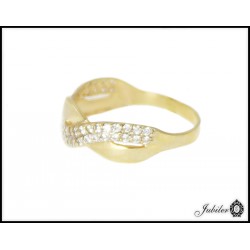  Piękny złoty pierścionek zdobiony cyrkoniami p 333 8616922533