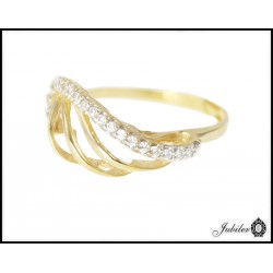 Piękny złoty pierścionek zdobiony cyrkoniami p 333 8664192485
