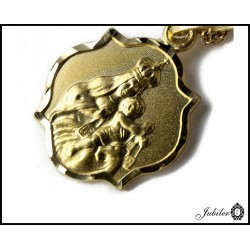 Złoty 585 dwustronny medalik szkaplerz komunia