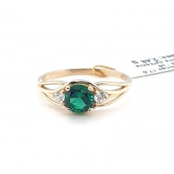 Złoty pierścionek cyrkonia r 17 zielony p 585