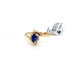 Złoty pierścionek cyrkonia niebieska 585 14K r.10