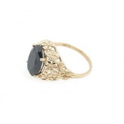 Złoty ażurowy pierścionek czarna cyrkonia p 585 22