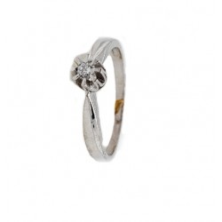 Złoty pierścionek białe złoto cyrkonie 585