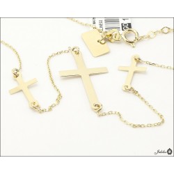 ZŁOTY naszyjnik 14K celebrytka 3 krzyżyki 44cm